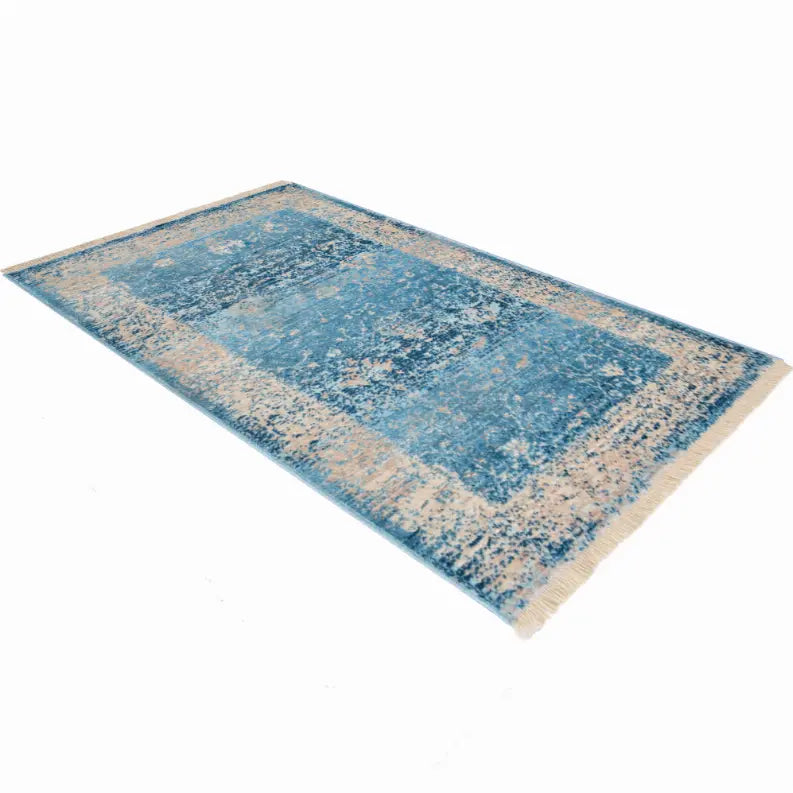 Rugsotic Carpets Machine Woven Crossweave Polyester Blue Area Rug Oriental Get My Rugs LLC
