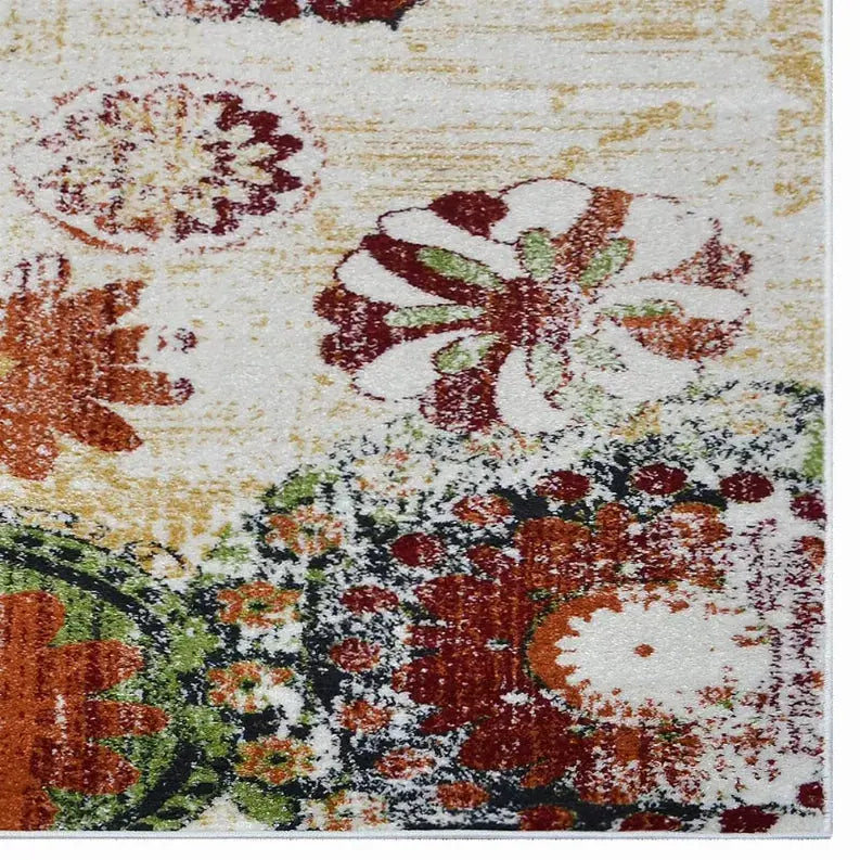 Rugsotic Carpets Machine Woven Heatset Polypropylene 3'2''x10' Runner Area Rug Floral Get My Rugs LLC