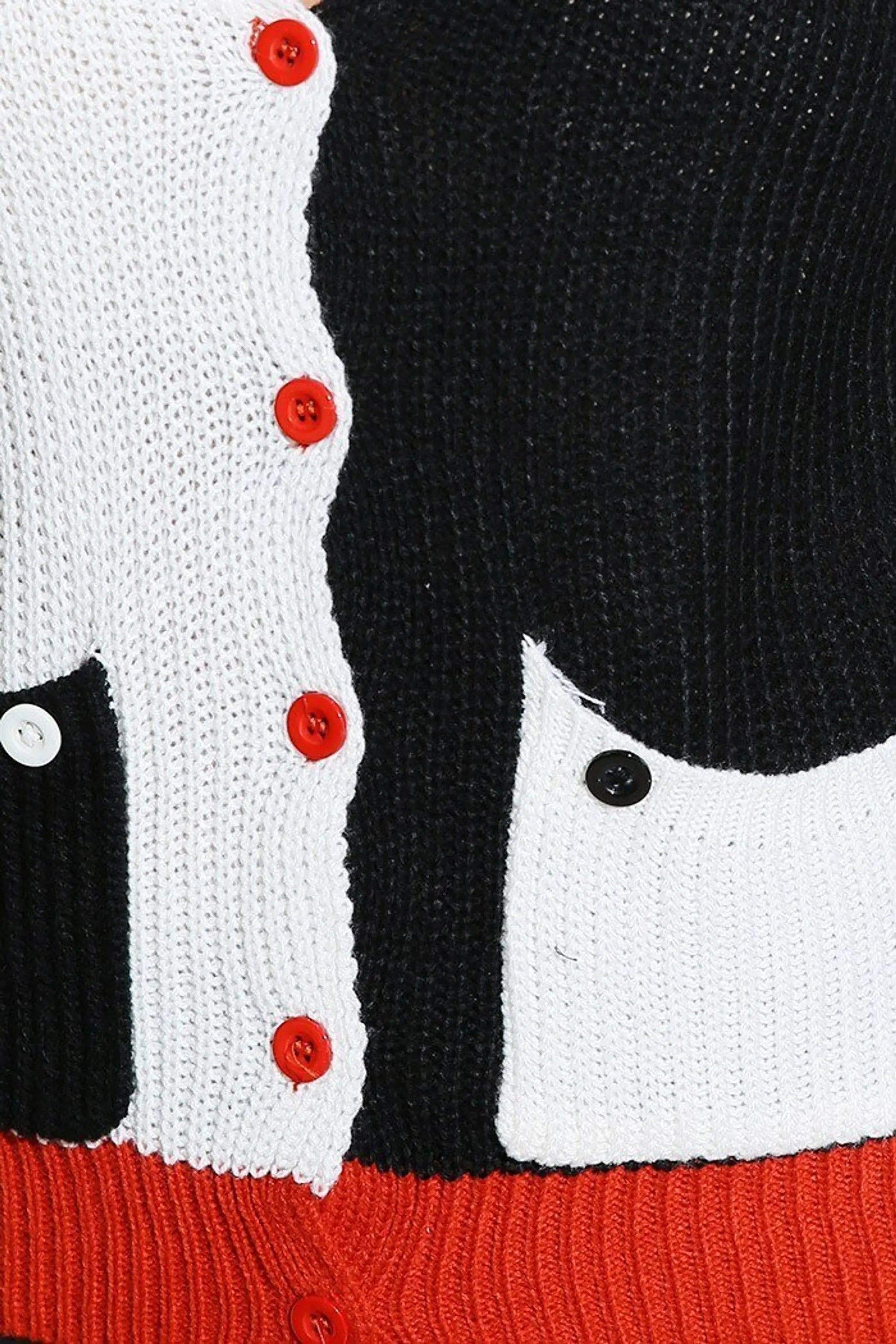 Rust Red/Black Color Block Sweater Knit Cardigan SurelyMine