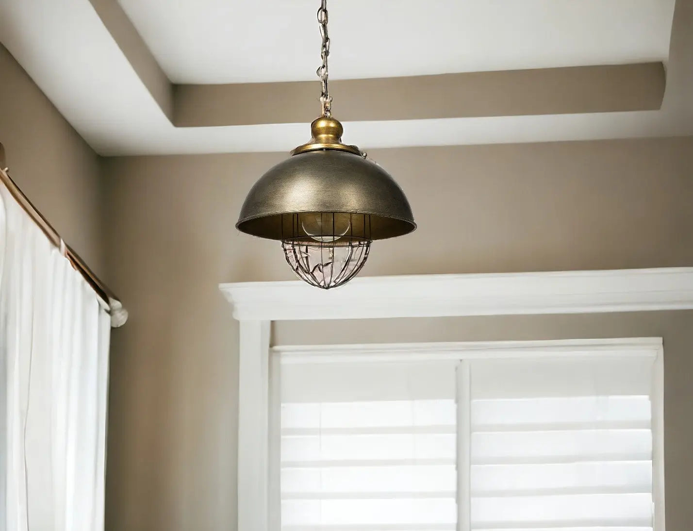 Rustic Gold Ton Metal Dome Hanging Light Homeroots Lighting