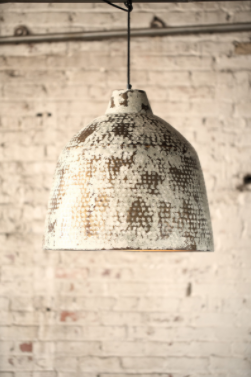 Rustic White Metal Pendant Light 21"D X 20"T Kalalou
