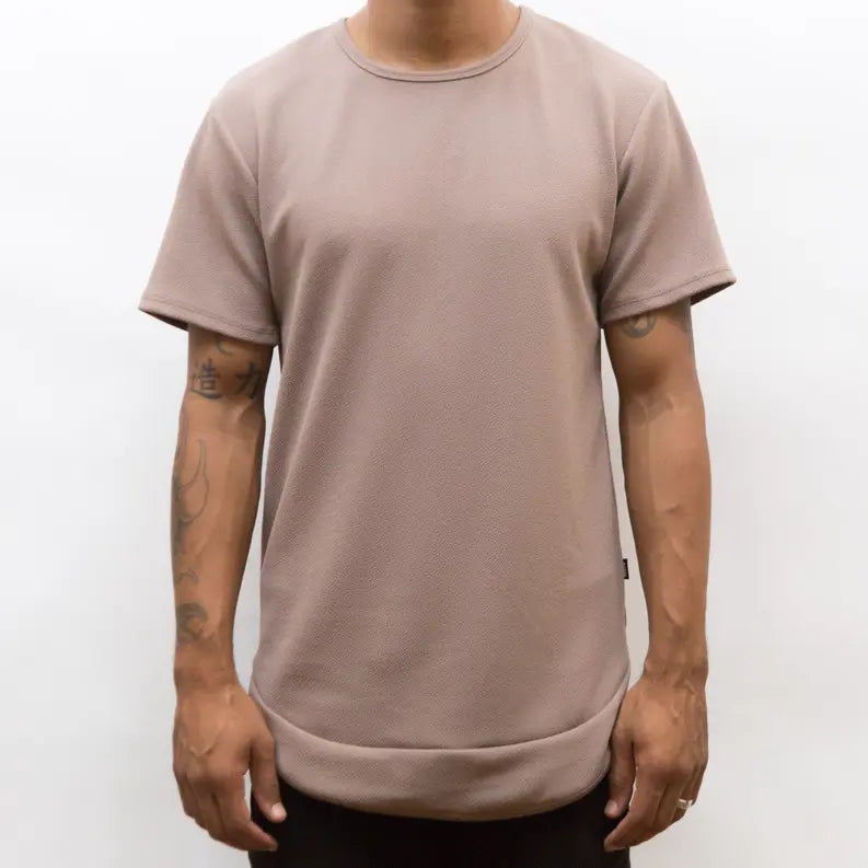 SEAMED SCALLOP TEE- SAND WEIV