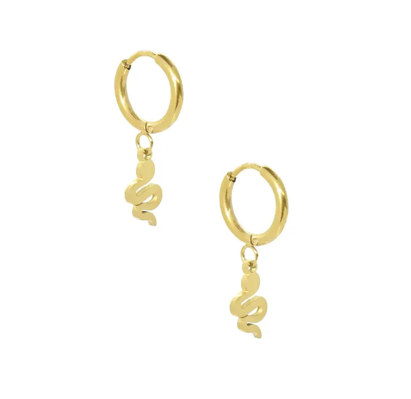 SERPENTINE GOLD HUGGIE HOOP EARRINGS Mai Desiree