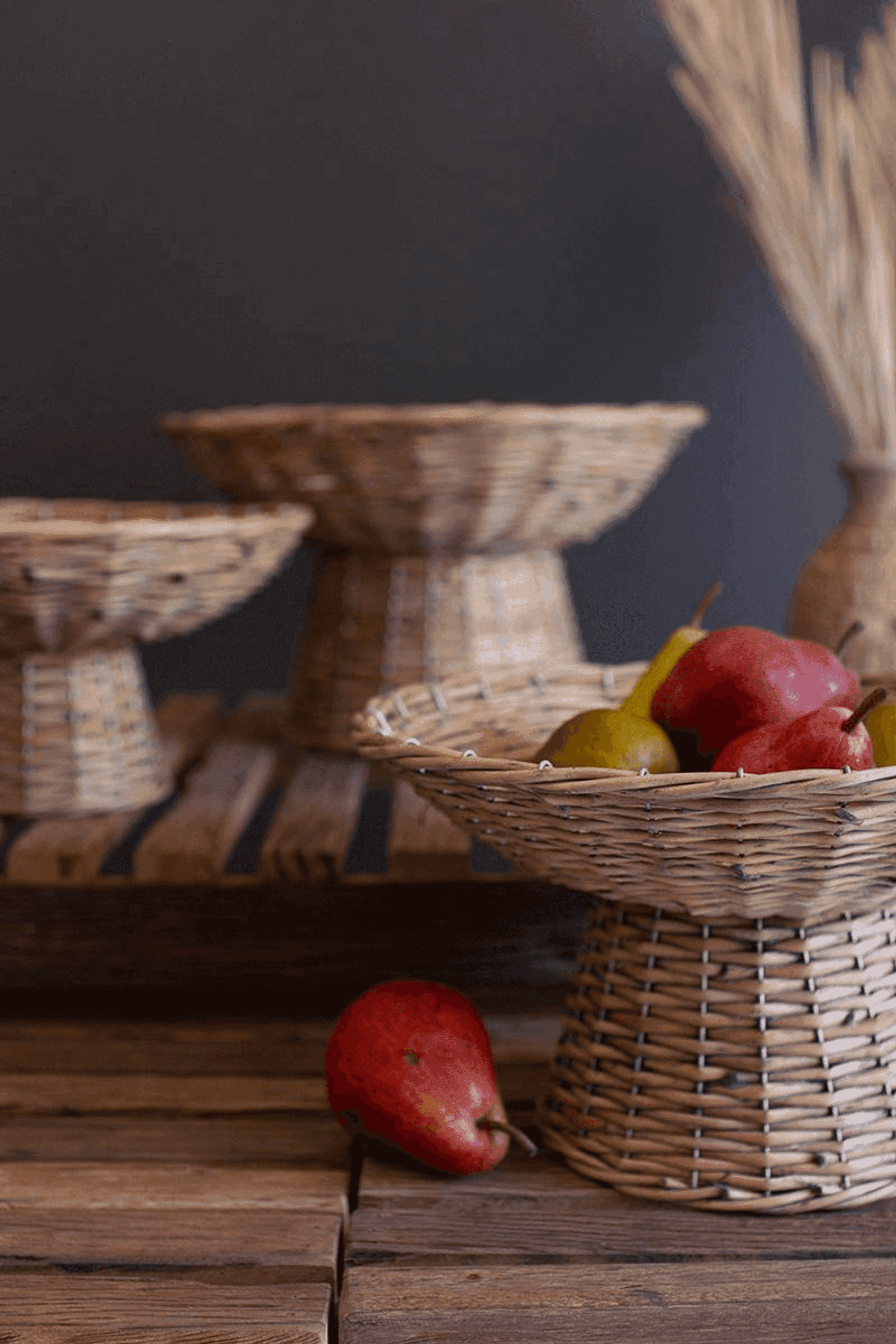 SET OF THREE WICKER COMPOTES Kalalou