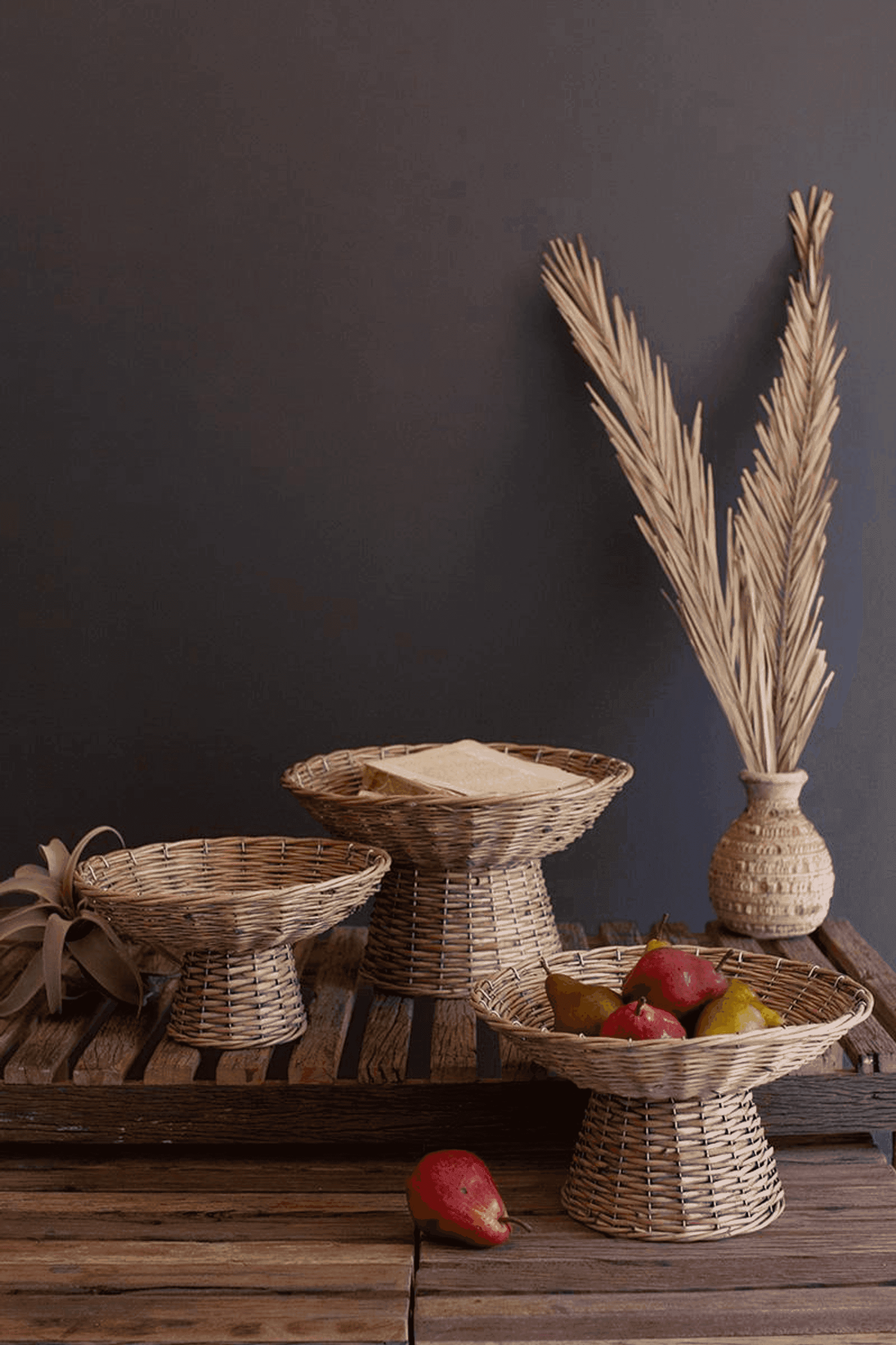 SET OF THREE WICKER COMPOTES Kalalou