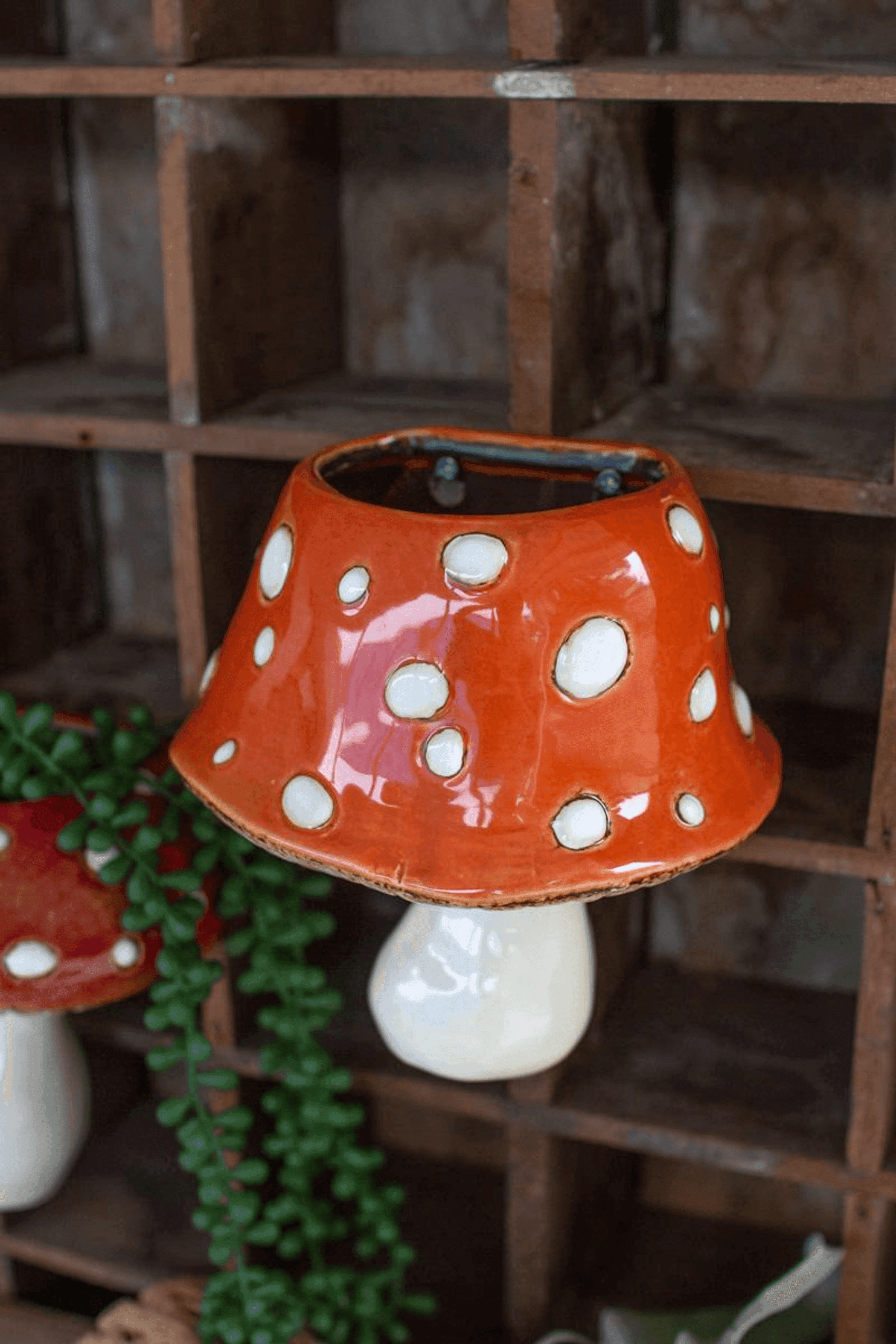 SET OF TWO CERAMIC TOADSTOOL WALL PLANTERS Kalalou