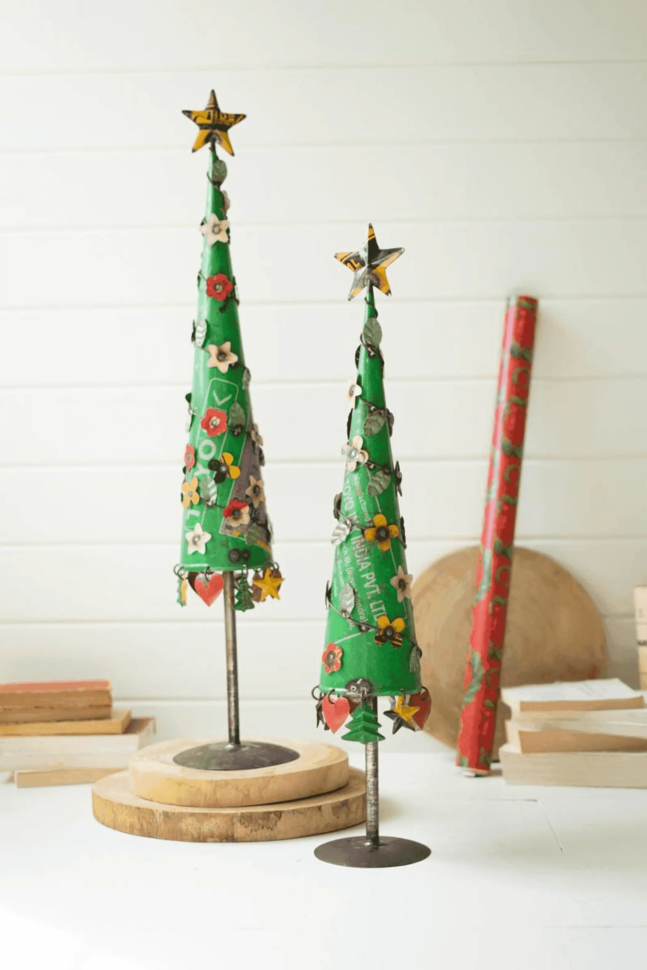 SET OF TWO RECYCLED IRON CHRISTMAS TREES Kalalou