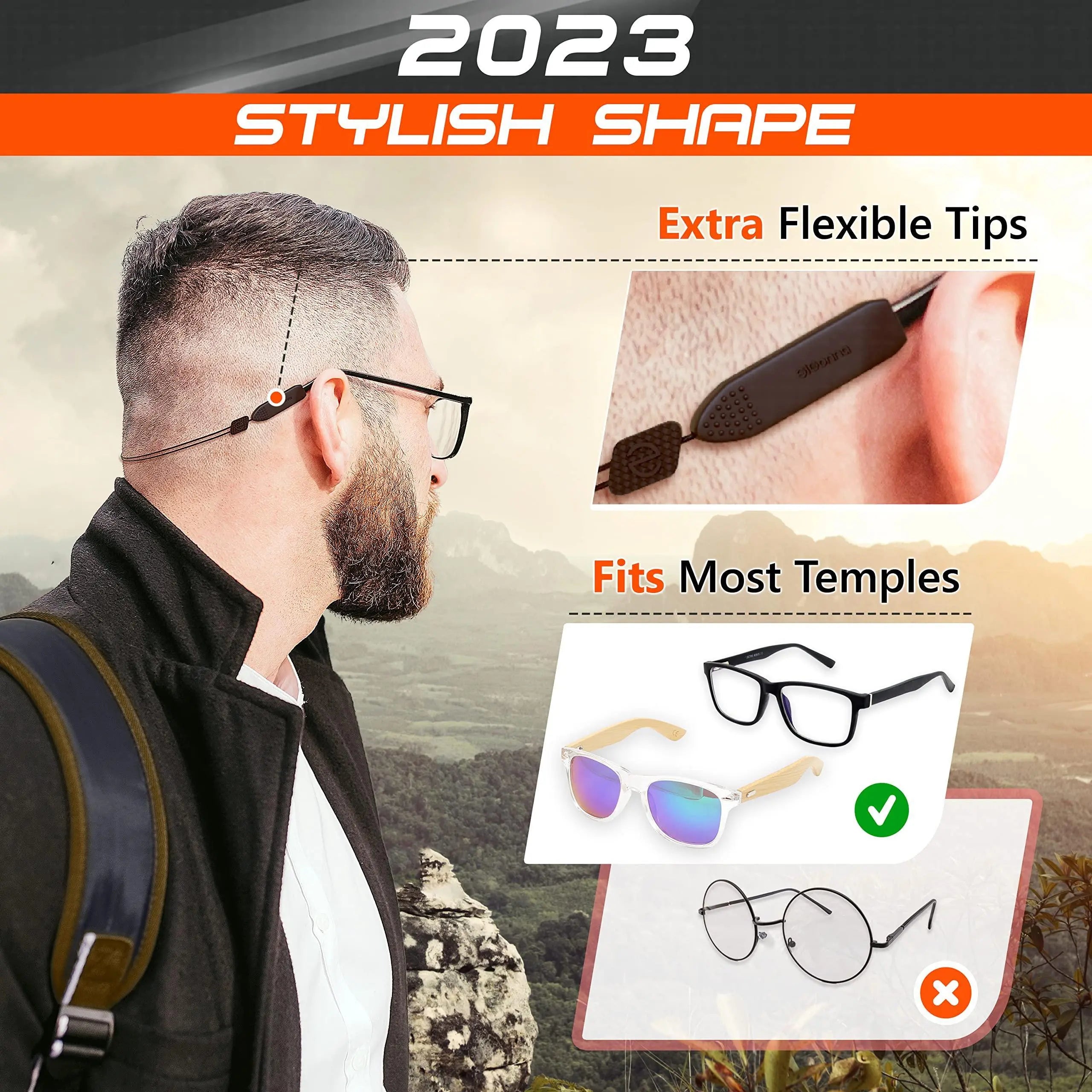 SIGONNA Adjustable Glasses Strap   3 Pcs Eyeglasses Strap Holders   No Tail Sunglasses Strap for Men Women   Eye Glasses Holders Around Head or Neck Glasses Lanyard String Straps Sigonna