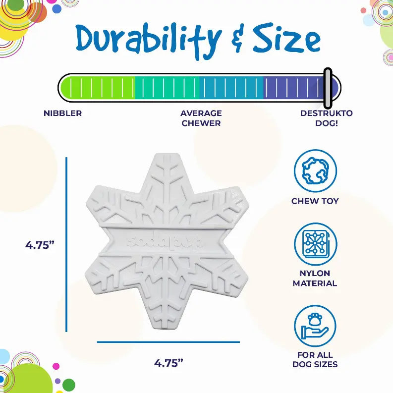 SP Snowflake Ultra Durable Nylon Dog Chew Toy for Aggressive Chewers SodaPup