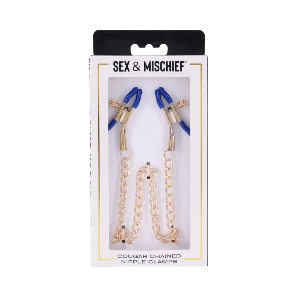 SS S&M Cougar Chained Nipple Clamps - GreatEagleInc