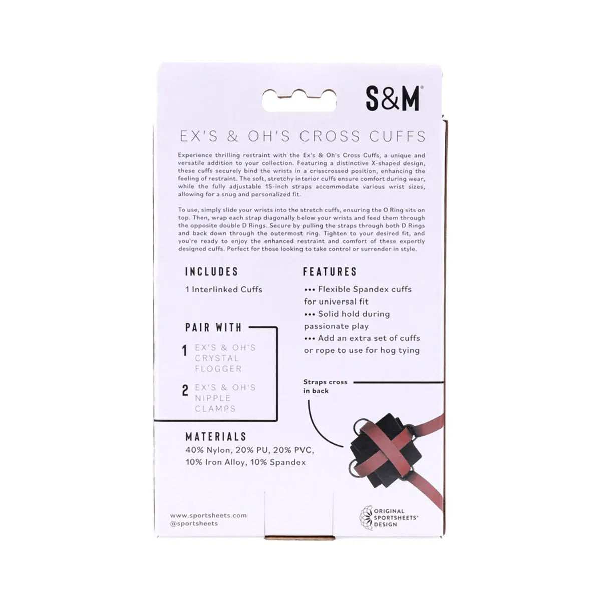 SS S&M Ex's & Oh's Cross Cuffs Sportsheets