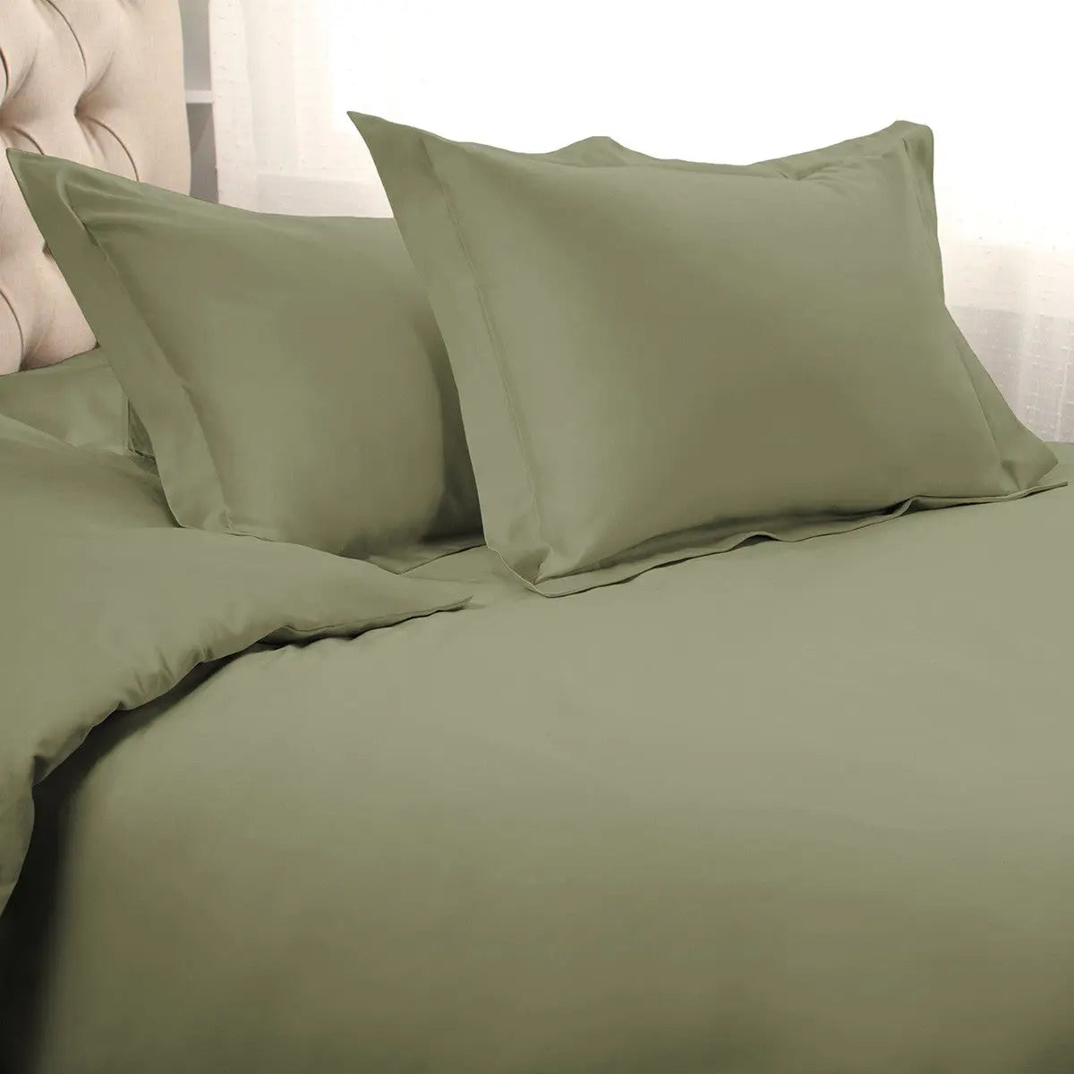 Sage King Cotton Washable Duvet Cover Set With Two Shams Homeroots Bed & Bath