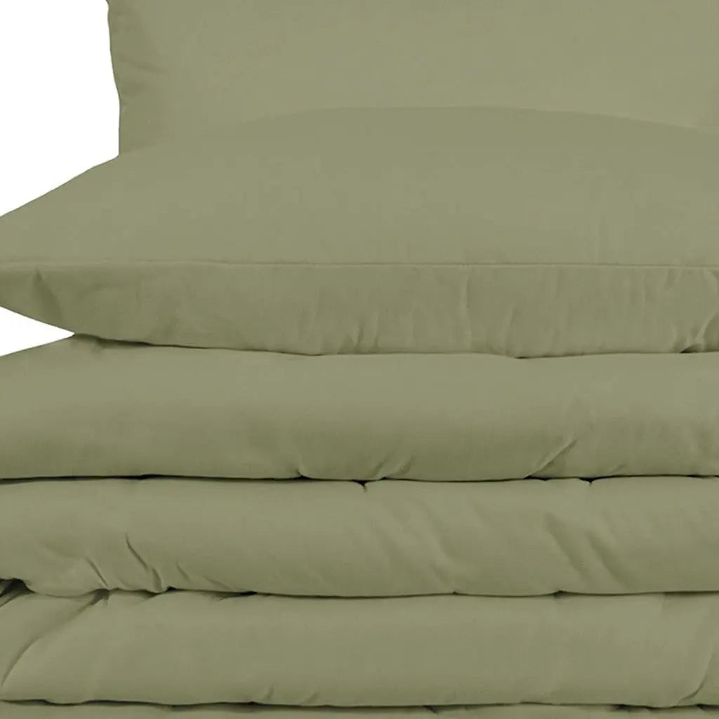 Sage King Cotton Washable Duvet Cover Set With Two Shams Homeroots Bed & Bath
