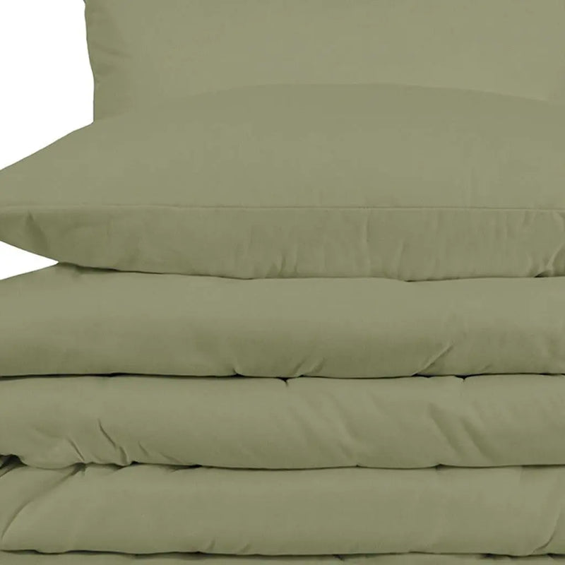 Sage King Cotton Washable Duvet Cover Set With Two Shams Homeroots Bed & Bath