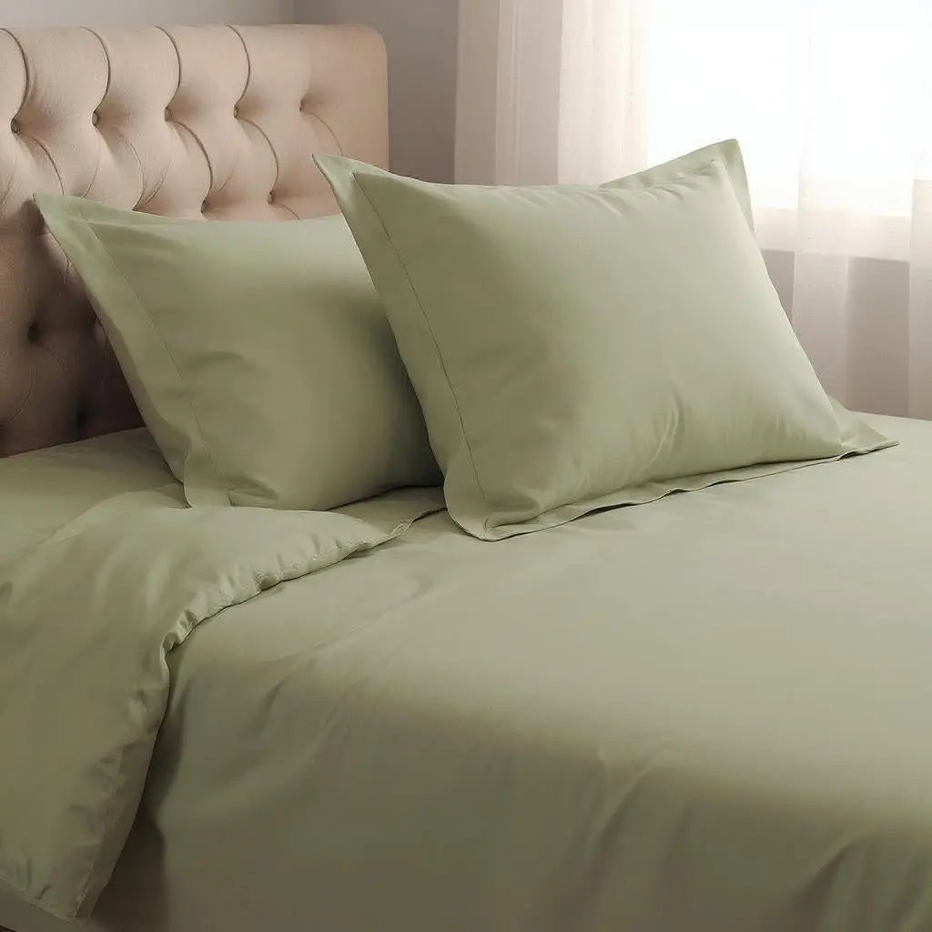 Sage King Cotton Washable Duvet Cover Set With Two Shams Homeroots Bed & Bath