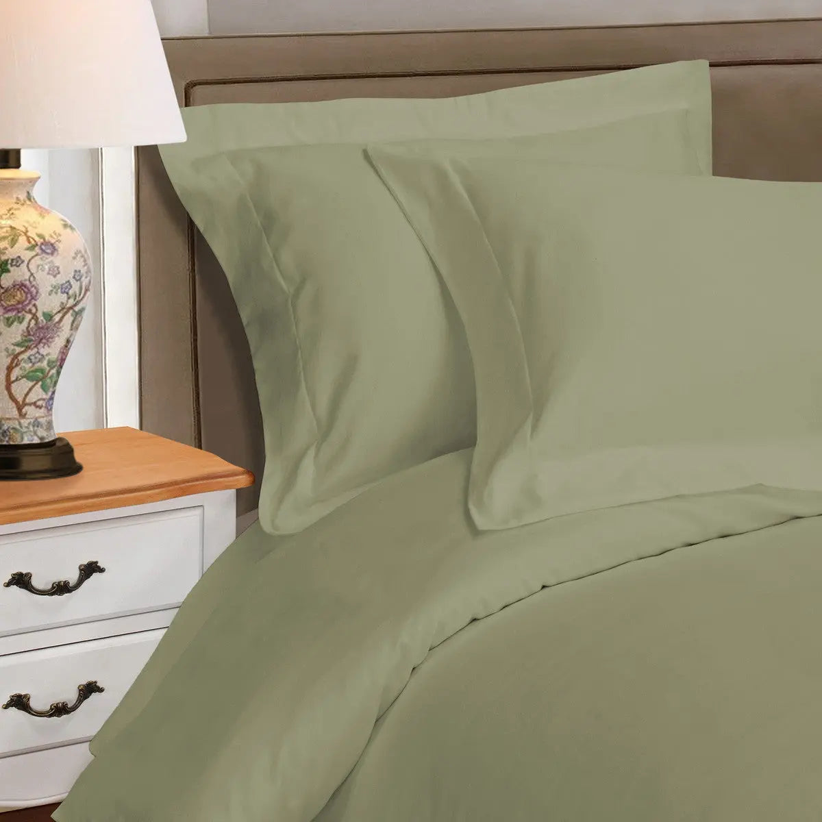 Sage King Cotton Washable Duvet Cover Set With Two Shams Homeroots Bed & Bath