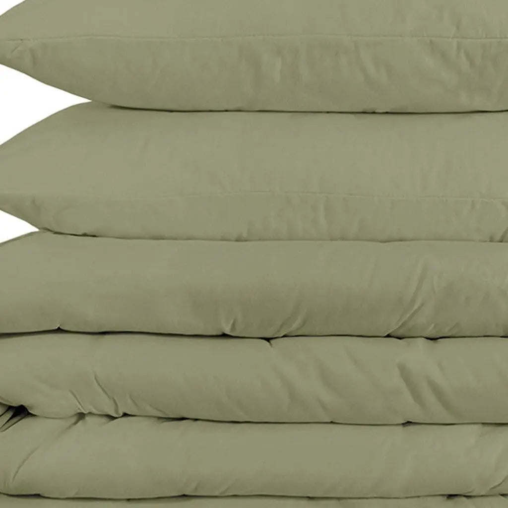 Sage Queen Cotton Blend 1200 Thread Count Washable Duvet Cover Set Homeroots Bed & Bath
