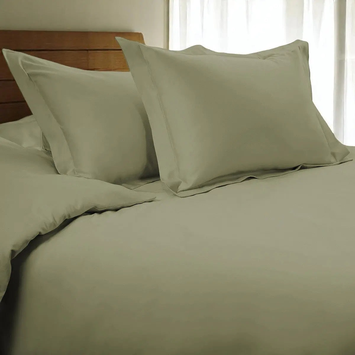 Sage Queen Cotton Blend 1200 Thread Count Washable Duvet Cover Set Homeroots Bed & Bath