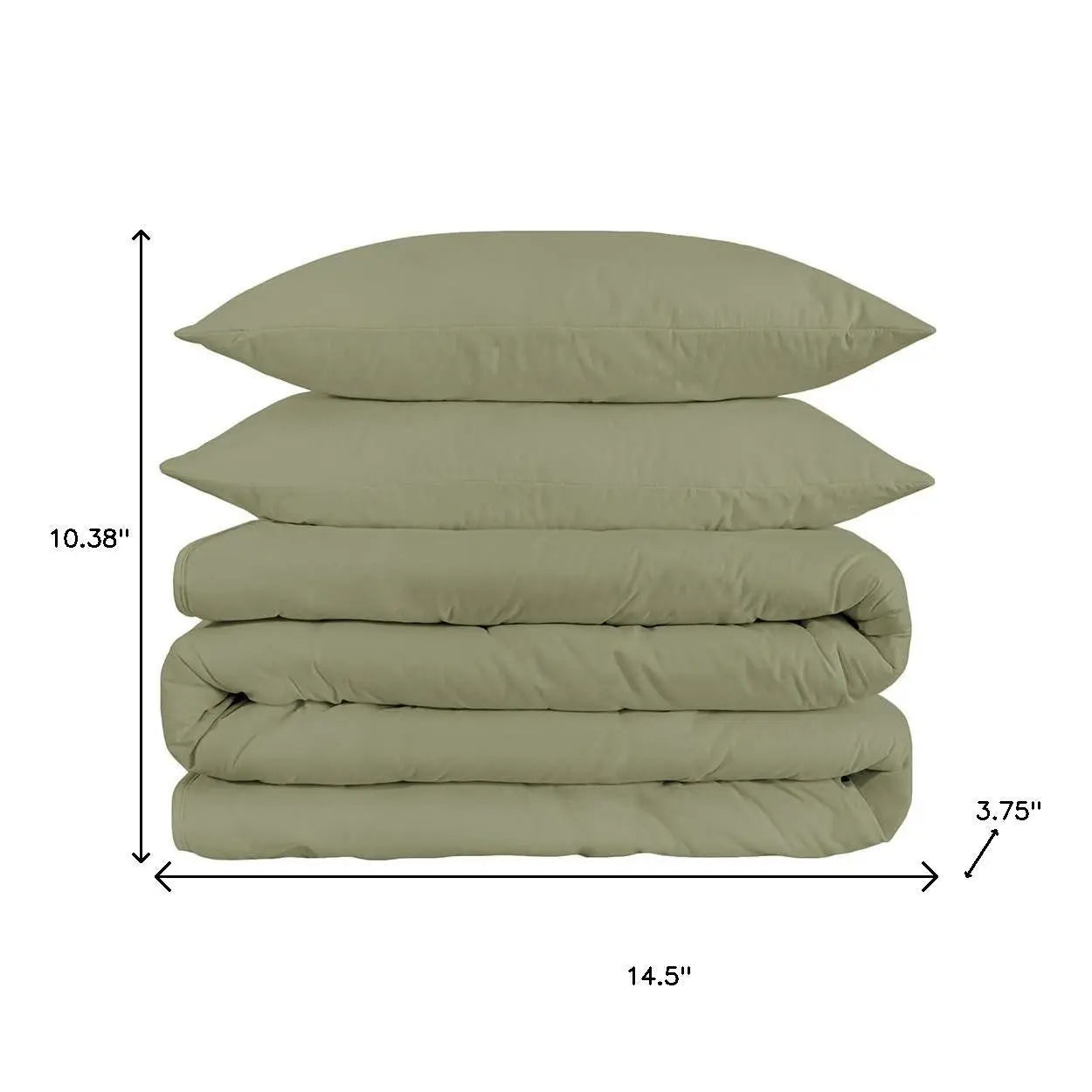 Sage Queen Cotton Blend 1200 Thread Count Washable Duvet Cover Set Homeroots Bed & Bath