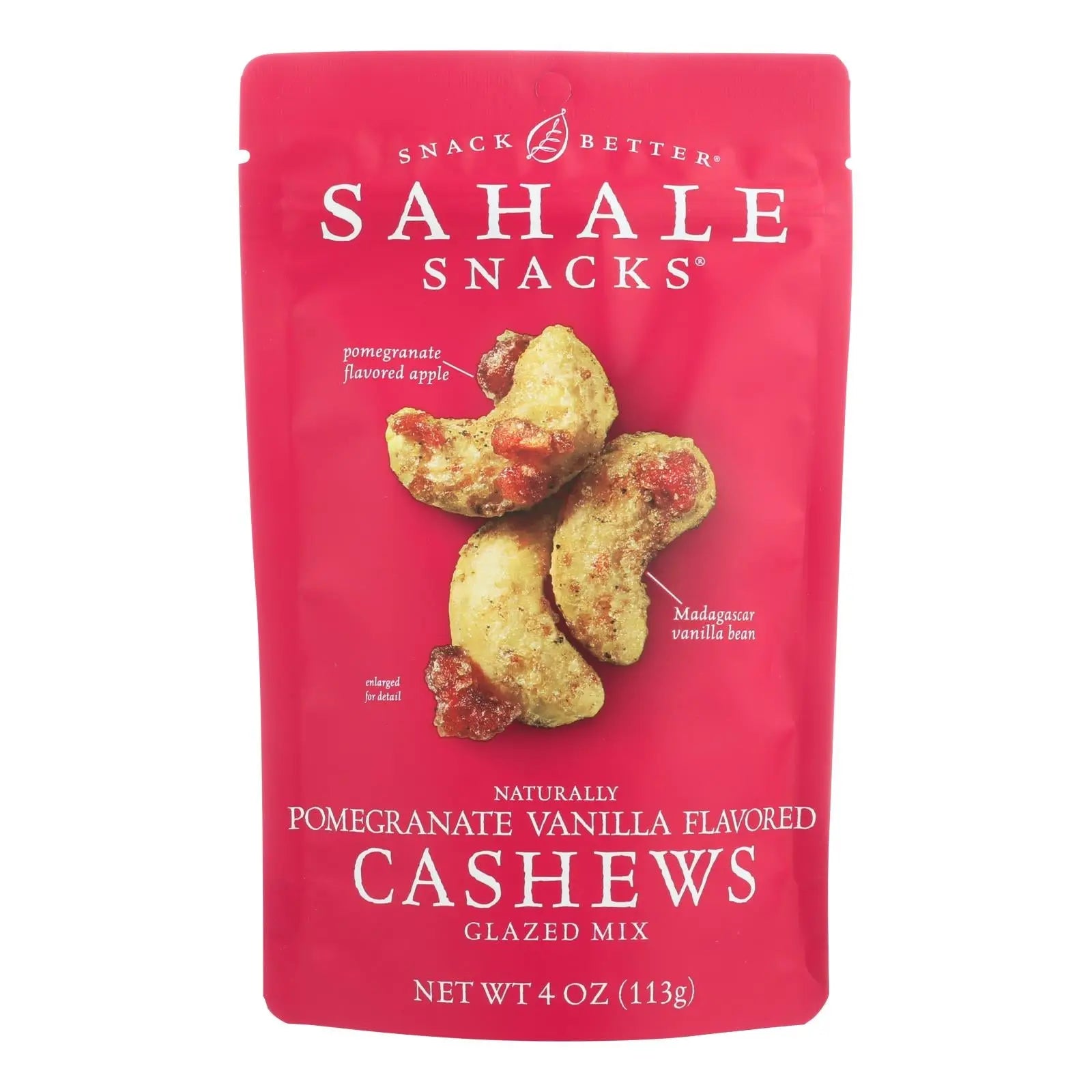 Sahale Snacks Cashews Glazed Nuts - Pomegranate And Vanilla - Case Of 6 - 4 Oz. Sahale Snacks