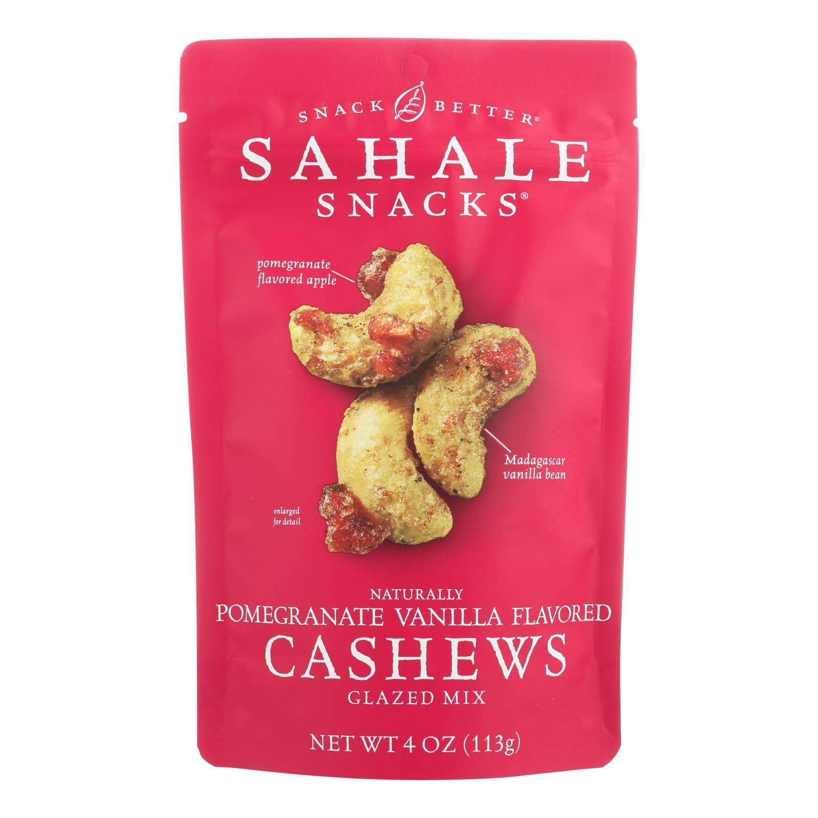 Sahale Snacks Cashews Glazed Nuts - Pomegranate And Vanilla - Case Of 6 - 4 Oz. Sahale Snacks