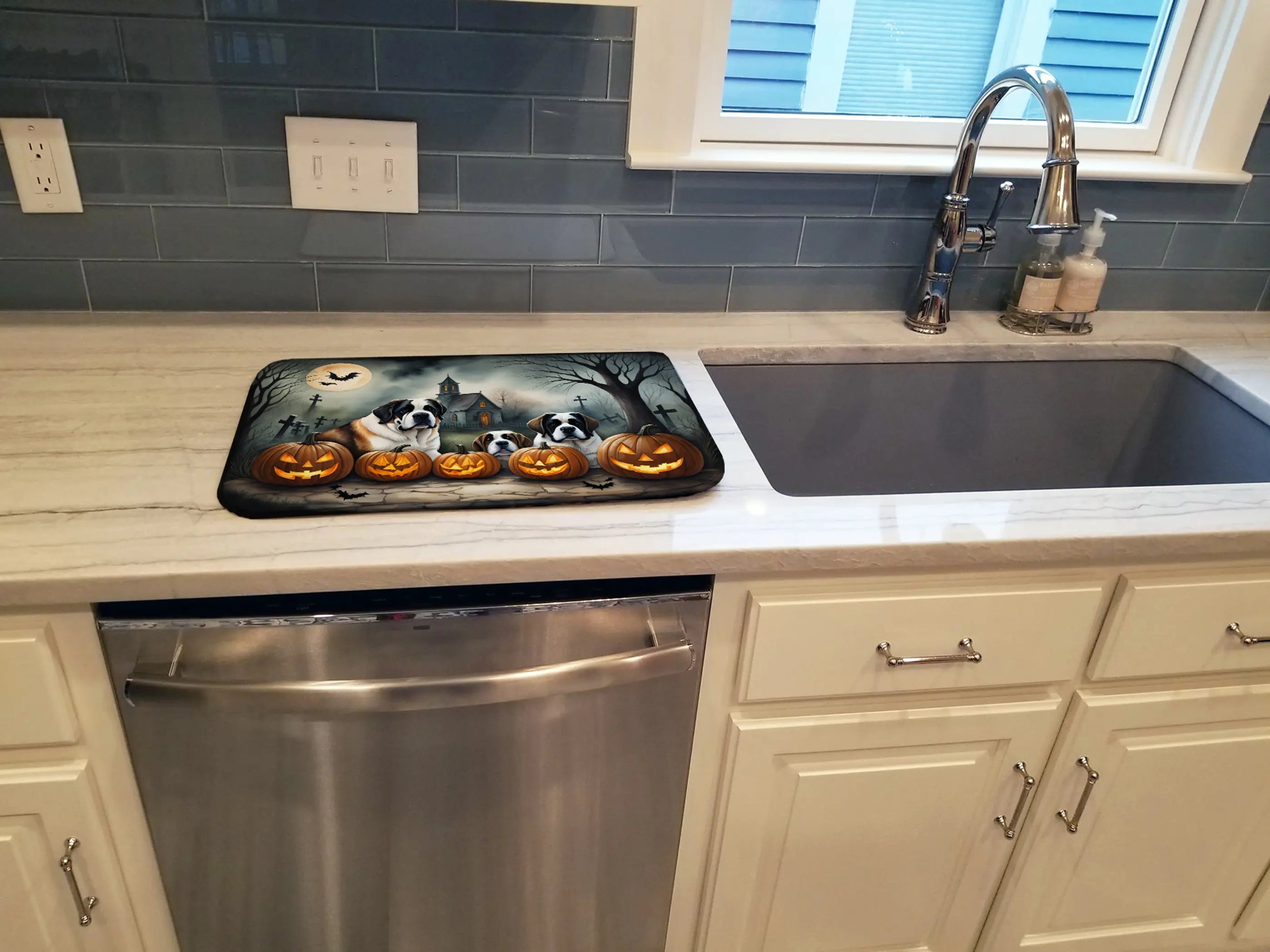 Saint Bernard Spooky Halloween Dish Drying Mat Caroline's Treasures