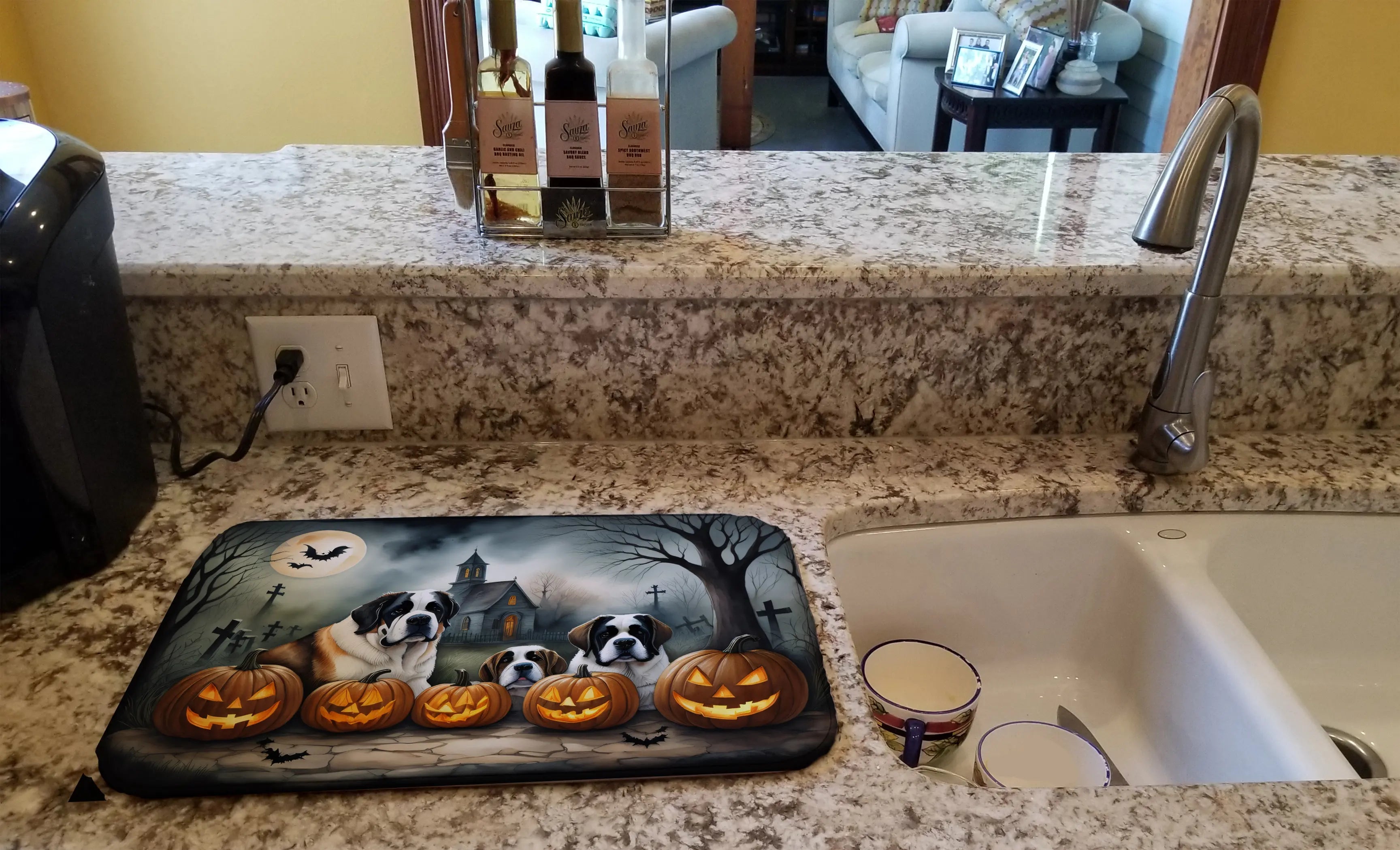 Saint Bernard Spooky Halloween Dish Drying Mat Caroline's Treasures