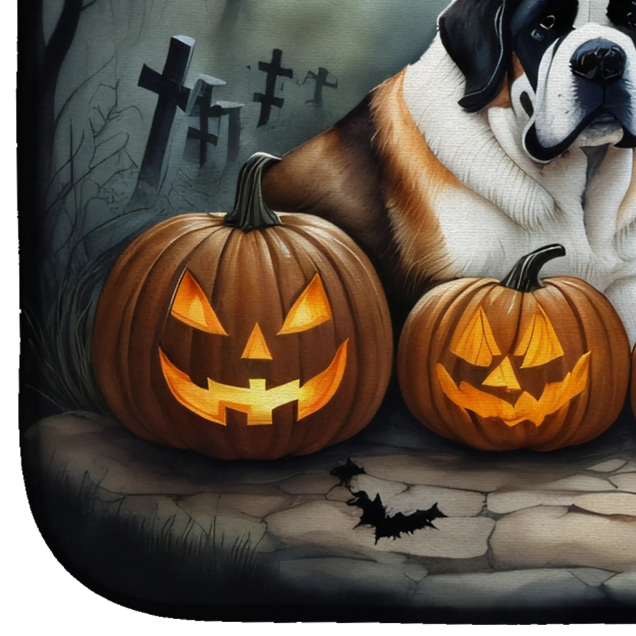Saint Bernard Spooky Halloween Dish Drying Mat Caroline's Treasures