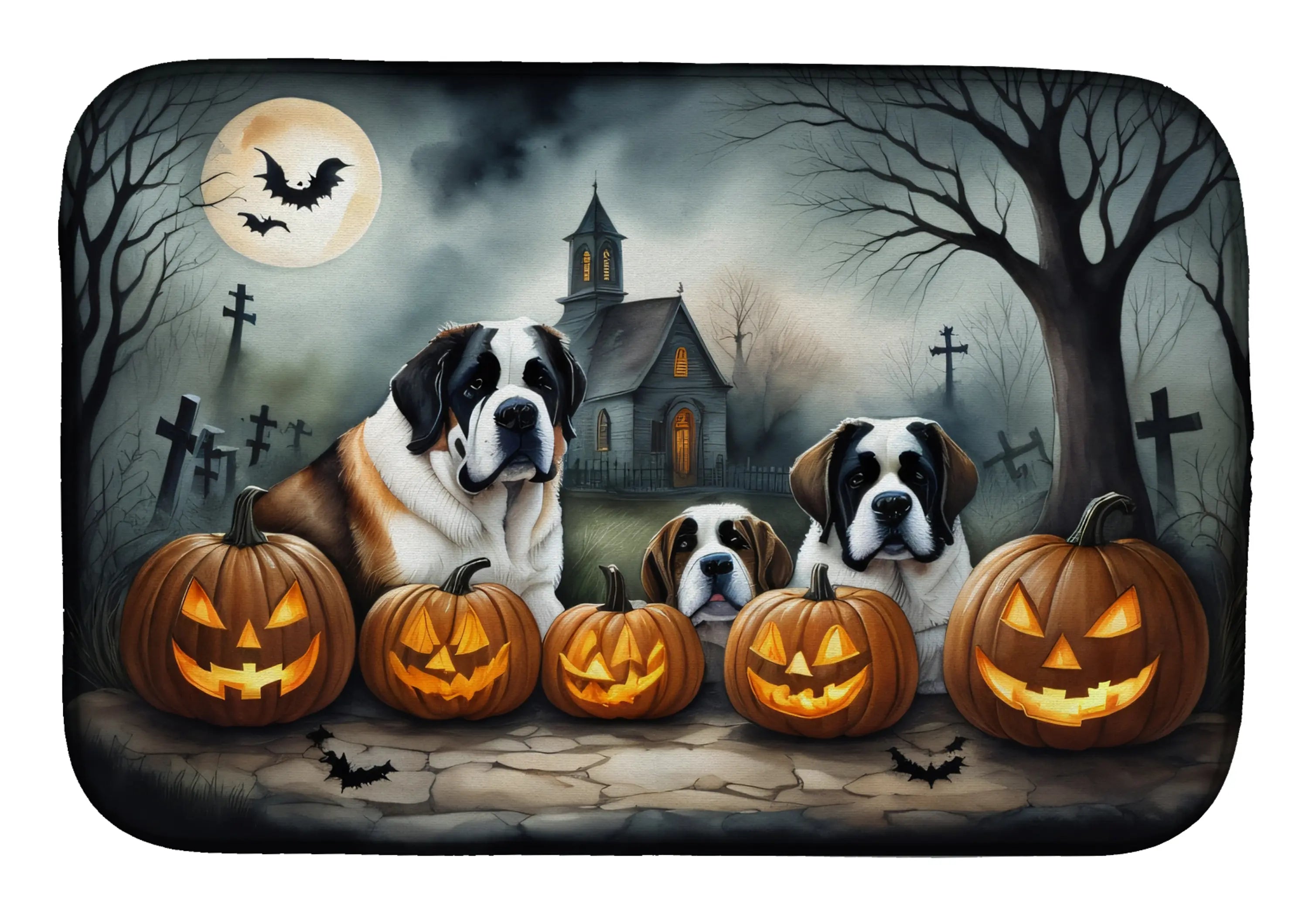 Saint Bernard Spooky Halloween Dish Drying Mat Caroline's Treasures