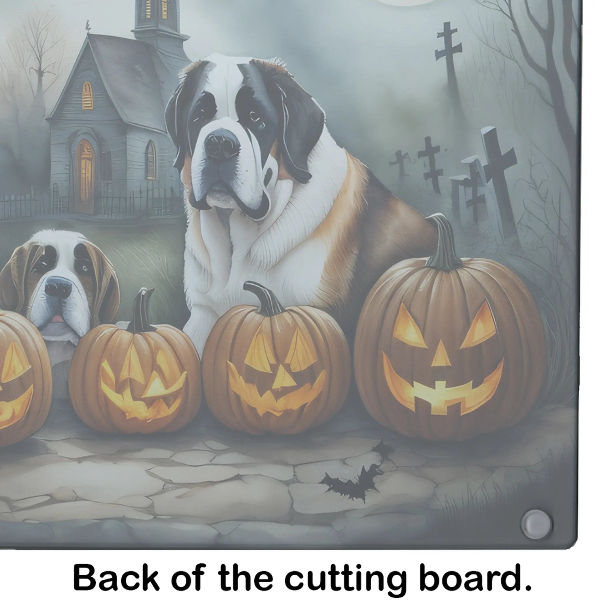 Saint Bernard Spooky Halloween Glass Cutting Board Caroline's Treasures
