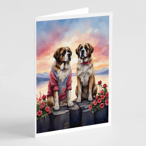 Saint Bernard Two Hearts Greeting Cards Pack of 8 Caroline's Treasures