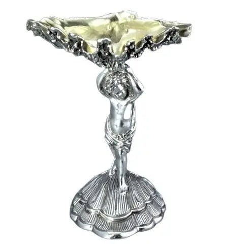 Salt Cherub with Oyster and Silver Plate Spoon Silver Plate Corbell Silver