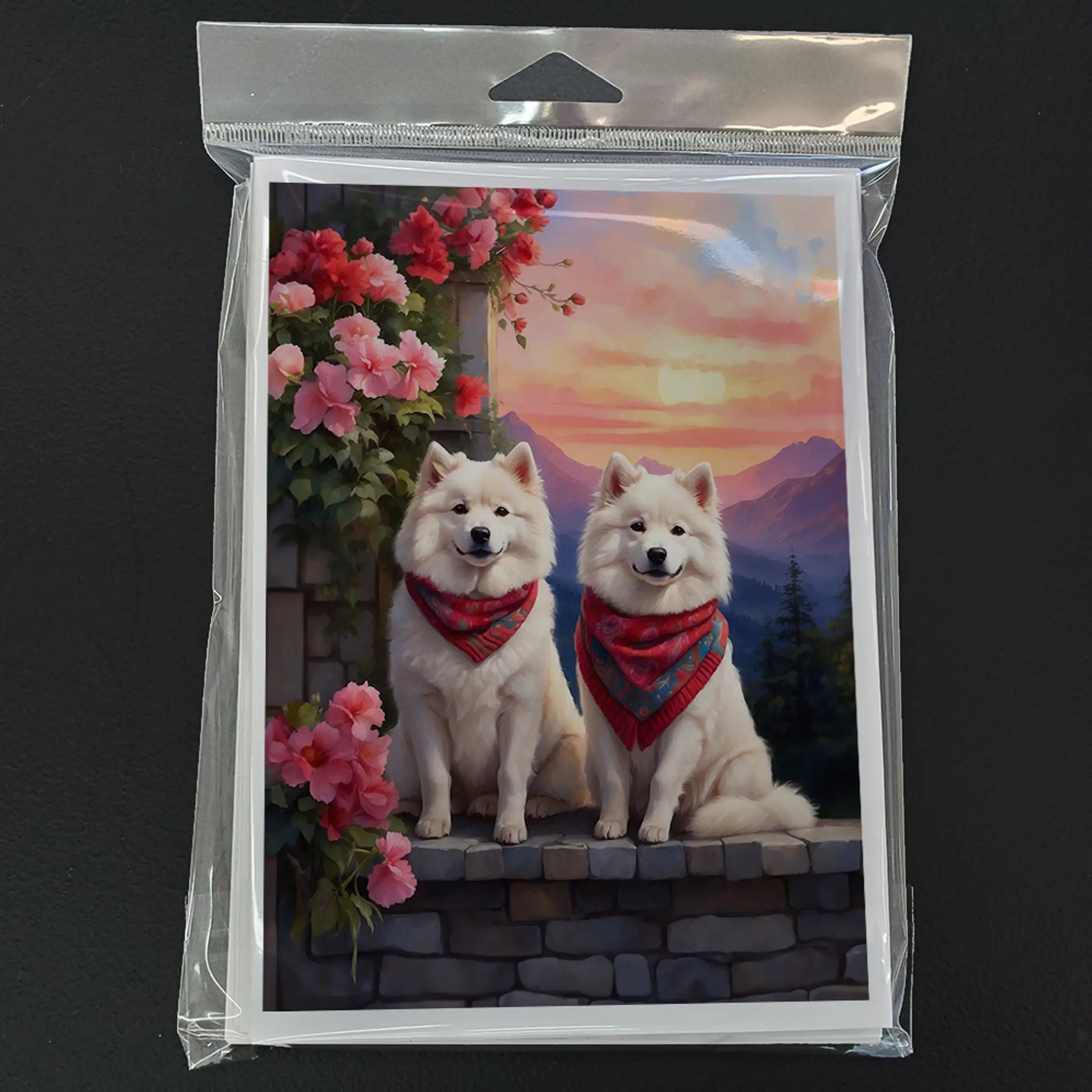 Samoyed Two Hearts Greeting Cards Pack of 8 Caroline's Treasures