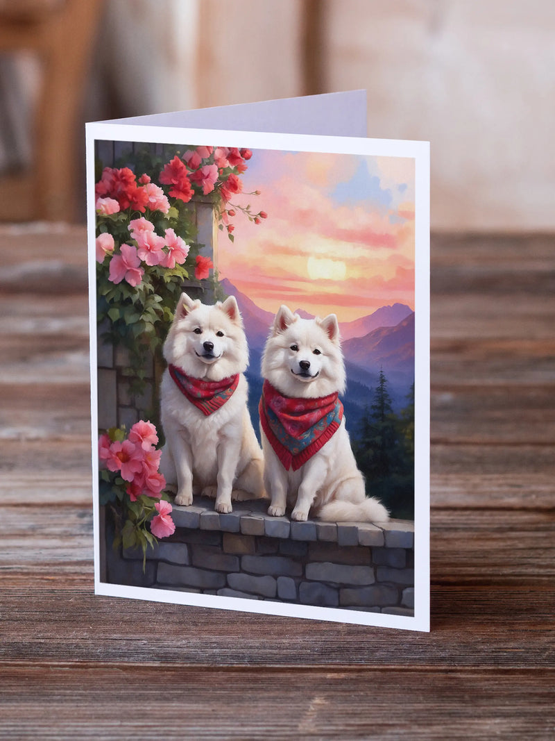 Samoyed Two Hearts Greeting Cards Pack of 8 Caroline's Treasures