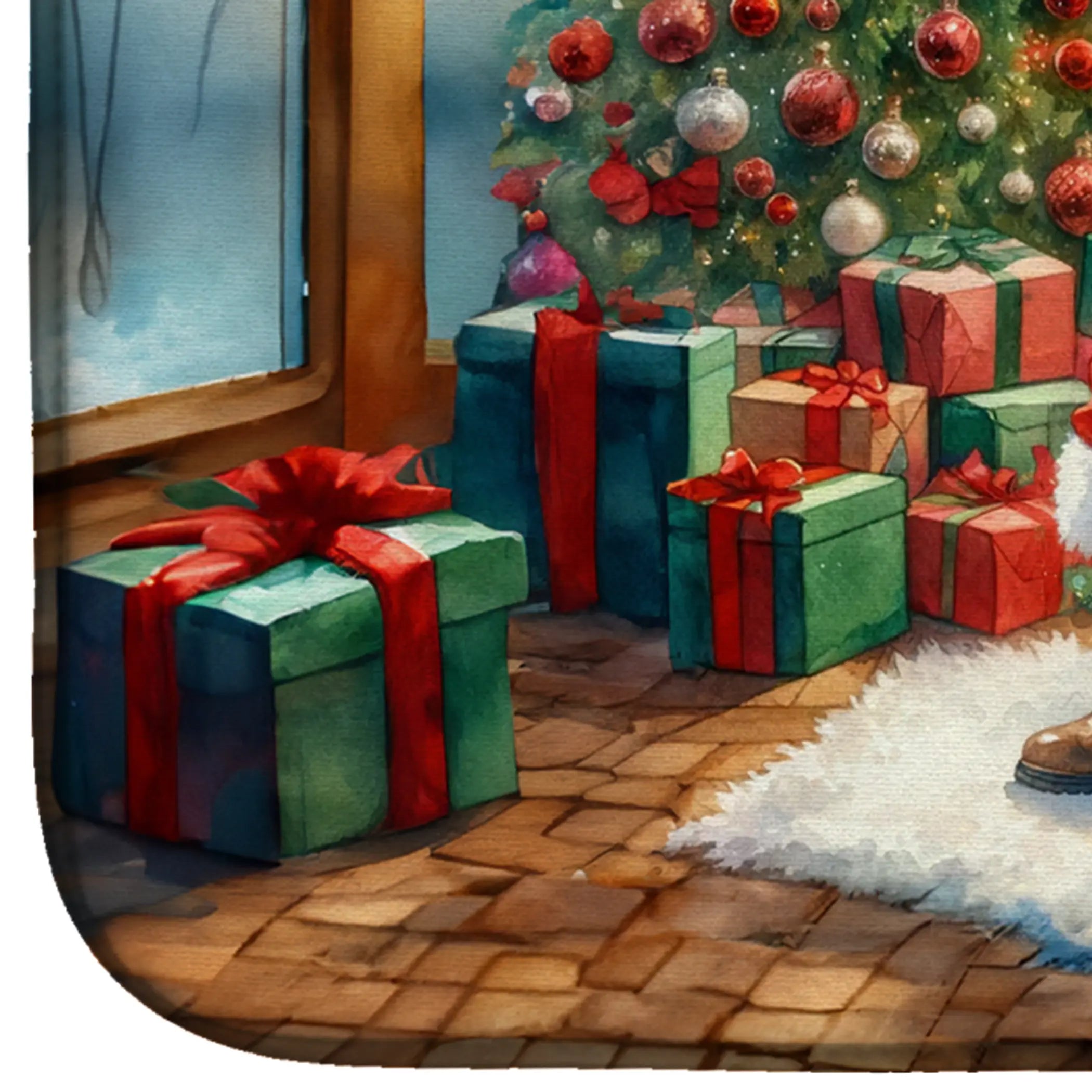 Samoyed and Santa Claus Dish Drying Mat Caroline's Treasures