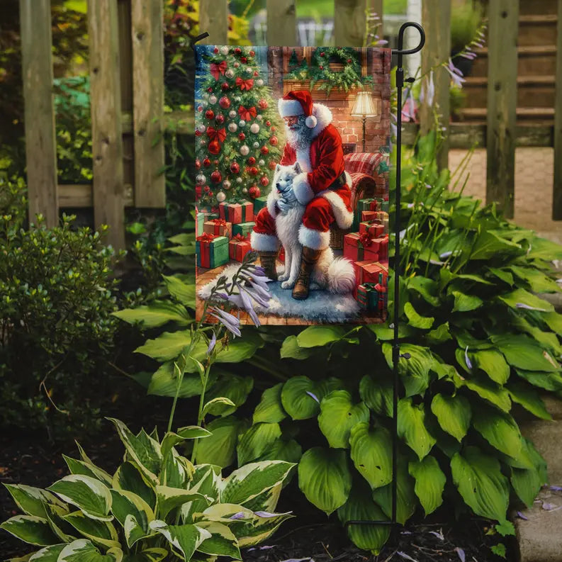 Samoyed and Santa Claus Garden Flag Caroline's Treasures