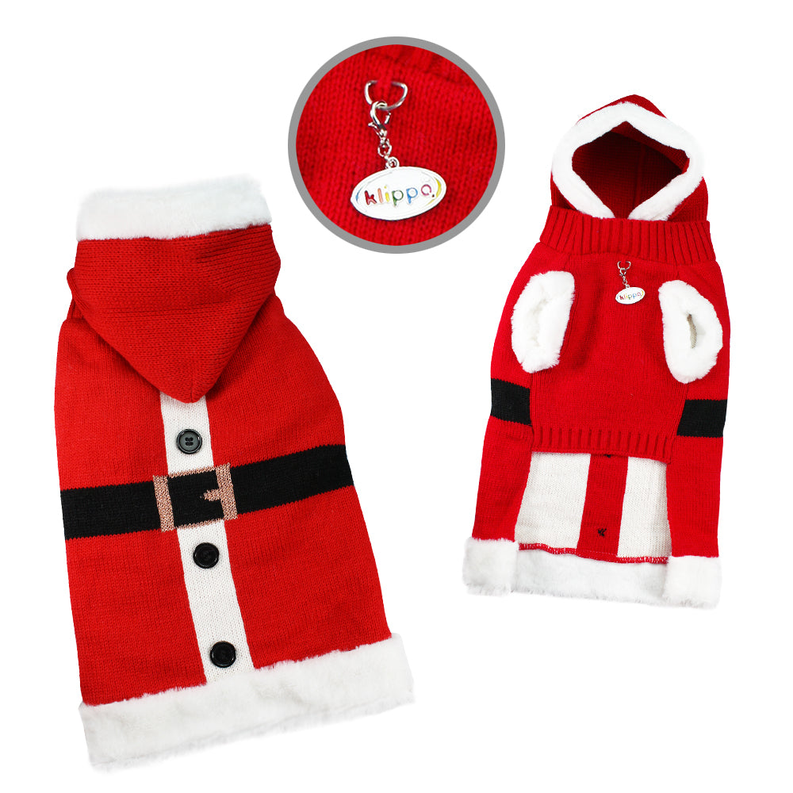 Santa Hooded Sweater with Soft Fur Trims Klippo