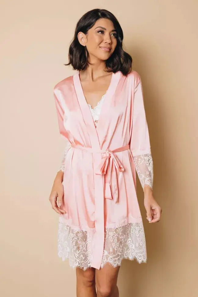 Satin Kimono Robe Stay Warm in Style
