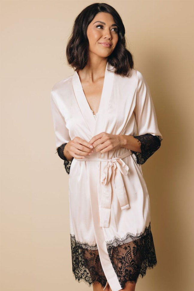 Satin Kimono Robe Stay Warm in Style