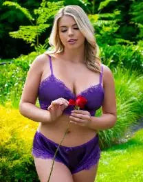 Satin Petals Bralette & Short Set Purple 2xl Magic Silk Lingerie