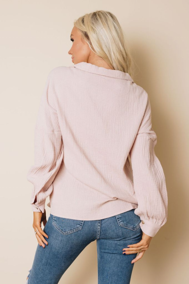 Saunders Button Up Top Stay Warm in Style