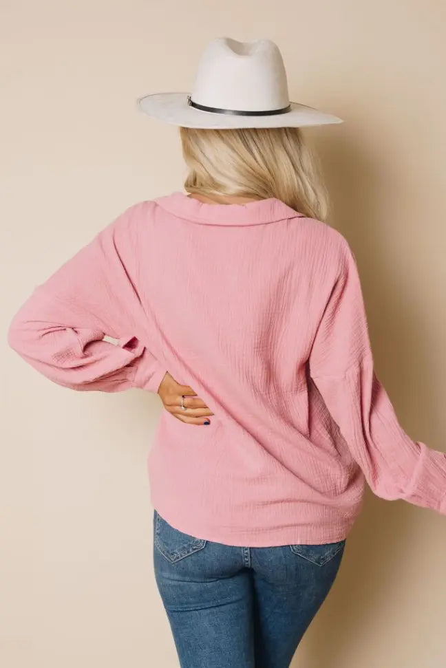 Saunders Button Up Top Stay Warm in Style