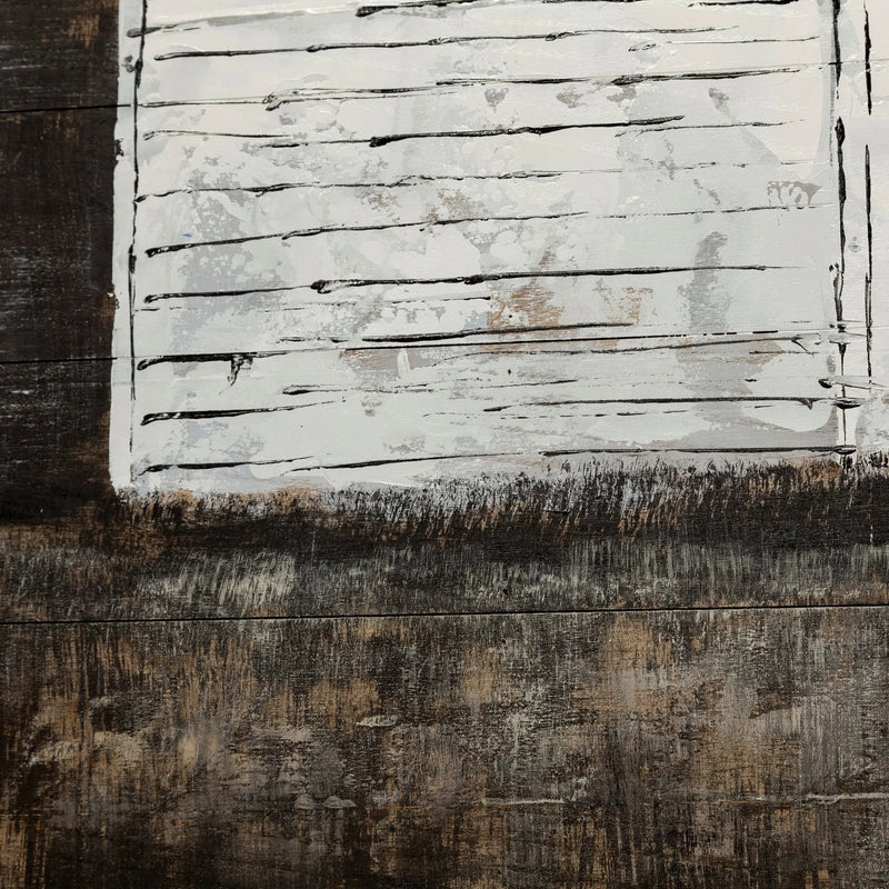 Sawmill Creek 42x62 Farmhouse White Barn Original Hand Painted on Wood Oil Painting Unframed Wall Art Homeroots Home Decor
