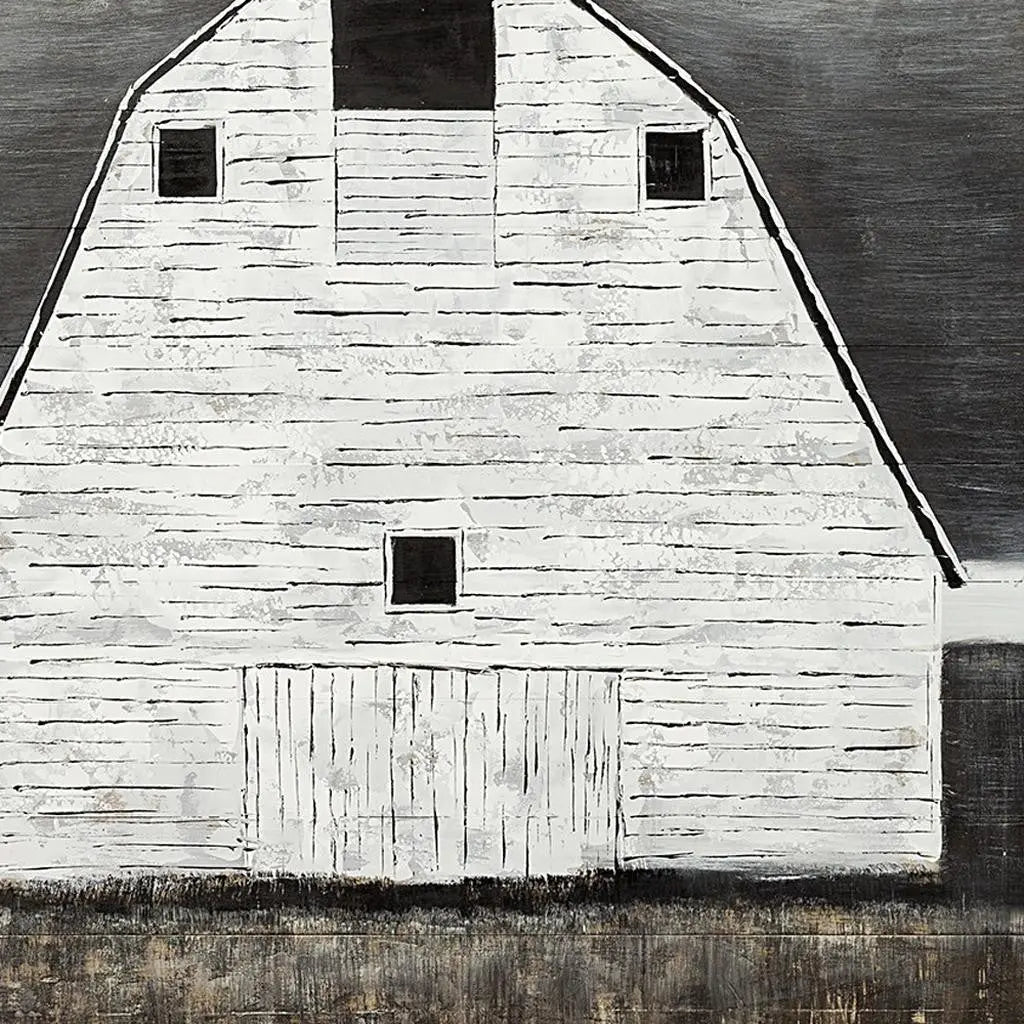 Sawmill Creek 42x62 Farmhouse White Barn Original Hand Painted on Wood Oil Painting Unframed Wall Art Homeroots Home Decor