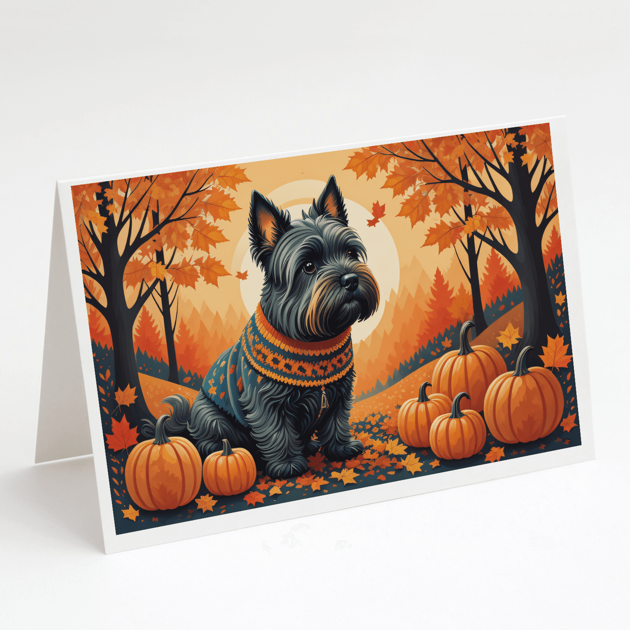 Scottish Terrier Fall Greeting Cards Pack of 8 Caroline's Treasures