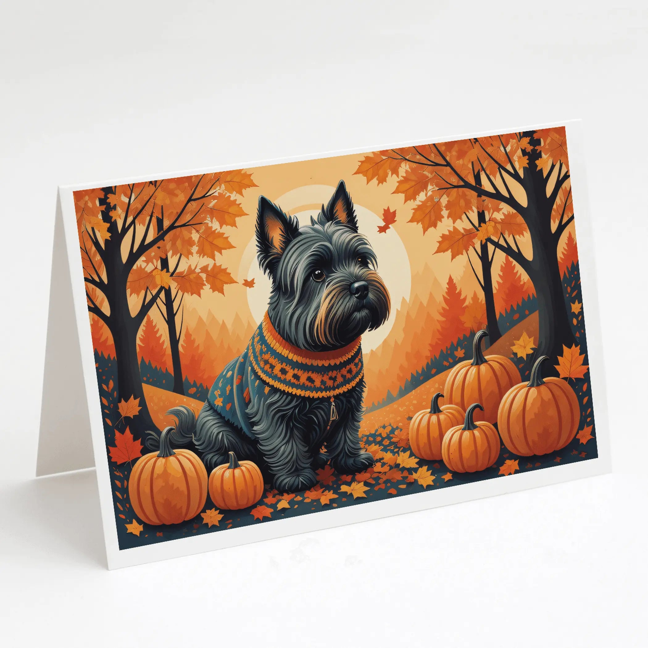 Scottish Terrier Fall Greeting Cards Pack of 8 Caroline's Treasures