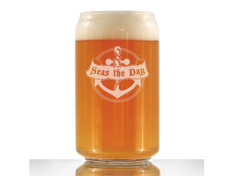 Seas the Day Beer Can Pint Glass - Ocean Beach Gifts Bevvee