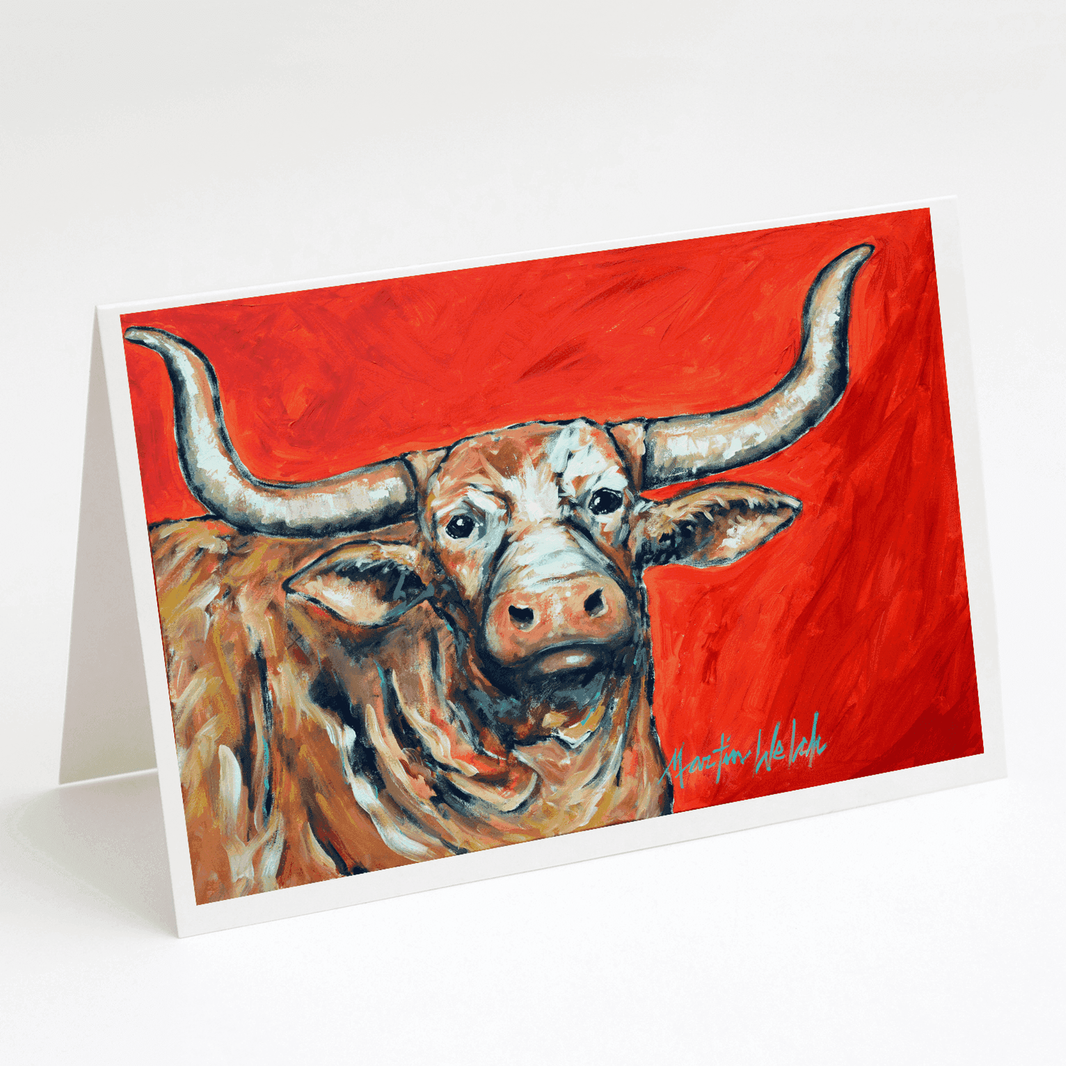 See Red Longhorn Cow Greeting Cards Pack of 8 Caroline's Treasures