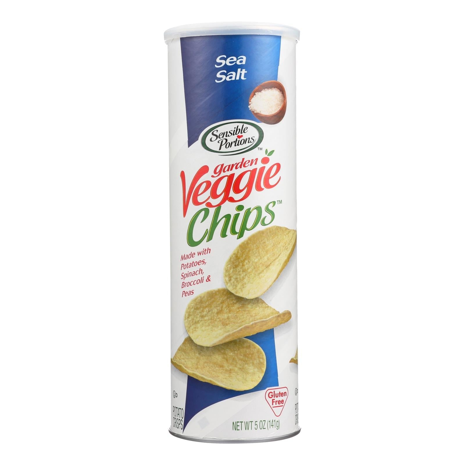 Sensible Portions Sea Salt Garden Veggie Chips In A Canister  - Case Of 12 - 5 Oz Sensible Portions