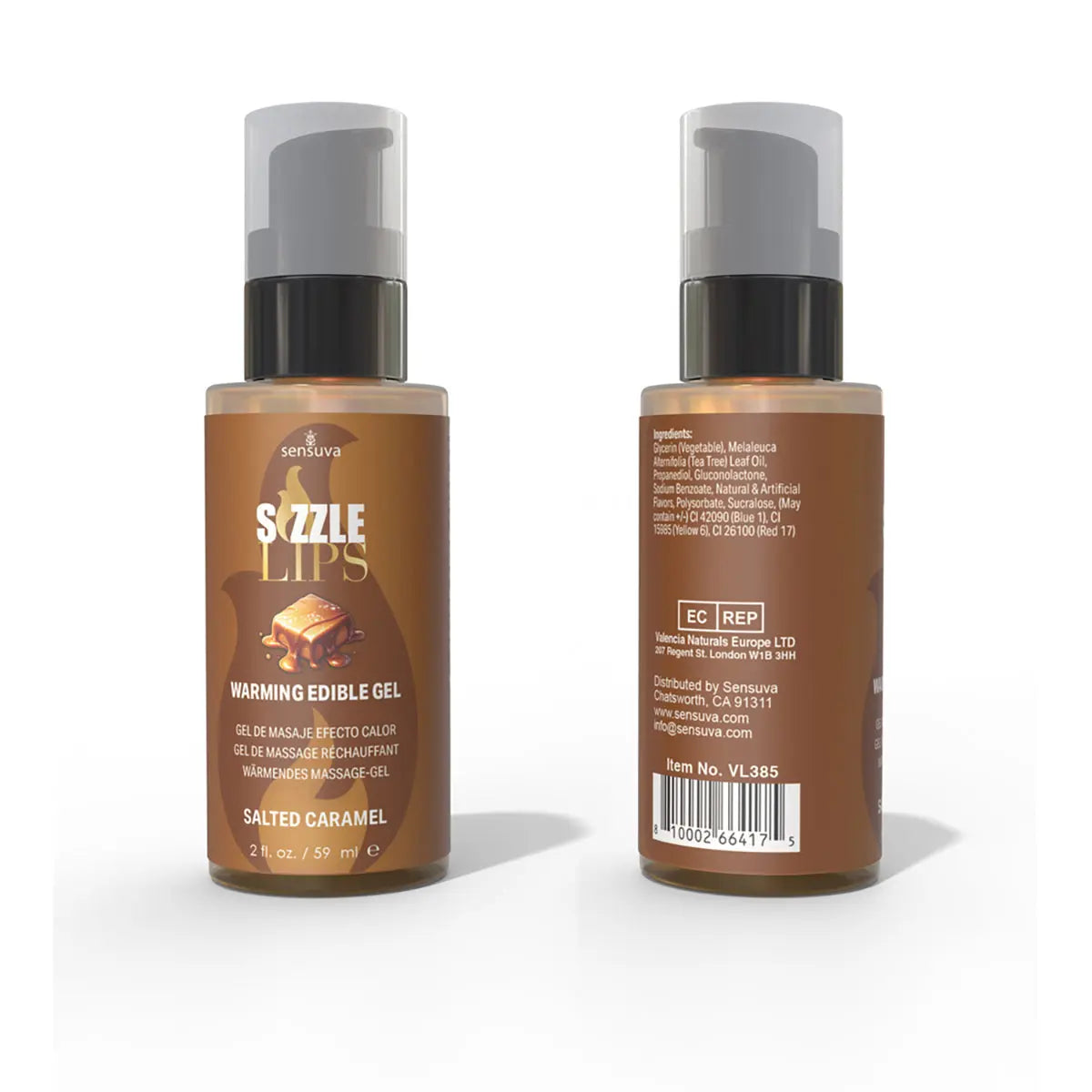 Sensuva Sizzle Lips Warming Gel Salted Caramel 2 oz. Sensuva